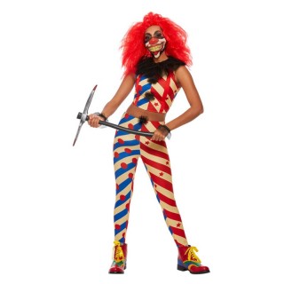 Creepy Clown Costume, Red & Blue