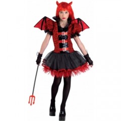 Fancy Devil στολή για κορίτσια Διαβολάκι με φτερά μαύρη φούστα 