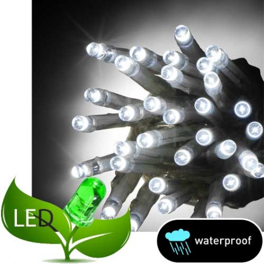 100 Λαμπάκια LED Σιλικόνης με Επέκταση Στεγανά με Λευκό ψυχρό φως​