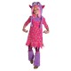 Τερατάκι μοδάτη στολή για κορίτσια με fluffy trims σε ροζ και μοβ φόρεμα 
