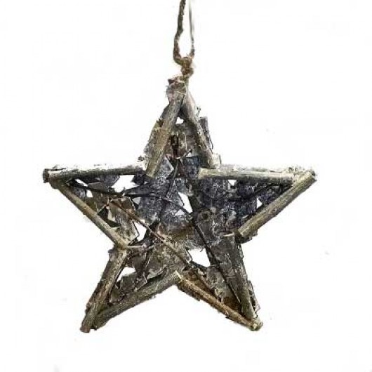 Ξύλινο διακοσμητικό αστέρι με φλοιό 30cm