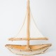 Βάρκα διακ/κή 38χ12χ43cm ξύλινη με σχοινί φυσικό λευκό χρωμα