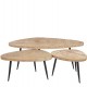 ΣΕΤ 3 Coffee table Βότσαλα μεταλ. πόδι & μασίφ ξύλινο καπάκι 50x70x120cm