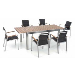 KEY WEST τραπέζι επεκτεινόμενο με σκελετό αλουμινίου καί top polywood teak look
