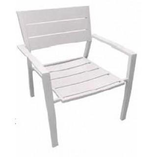 Πολυθρόνα στοιβαζόμενη μέ σκελετό αλουμινίου  σε χρώμα λευκό