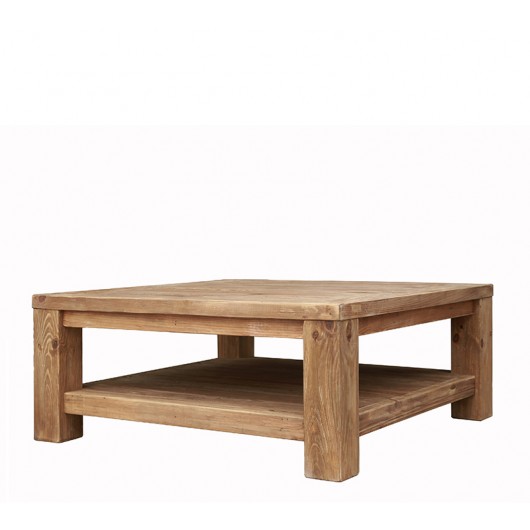 Τραπέζι σαλονιού, μασίφ ανακυκλ.πεύκο,100x100cm