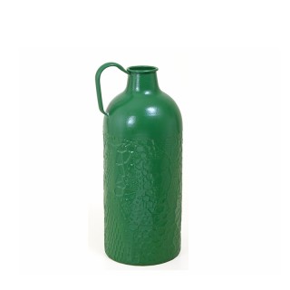 Vintage μεταλλικό βάζο με λαβή, πράσινο 37.5cm