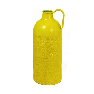 Vintage μεταλλικό βάζο με λαβή κίτρινο 42.5cm