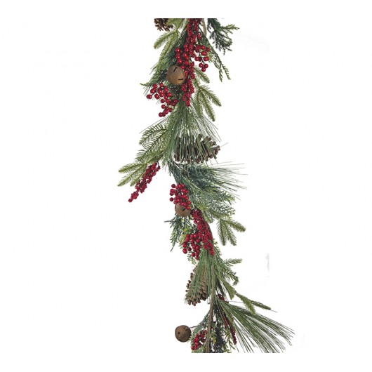 Γιρλαντα mixed pine κουκουνάρια & berries 167cm 