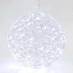 Ακρυλική μπάλα μέ 100 λευκά led με μετασχηματιστή, 40cm, ip44