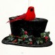 Μαύρο χριστ.καπέλο μέ γκί καί κόκκινο πουλάκι 14cm